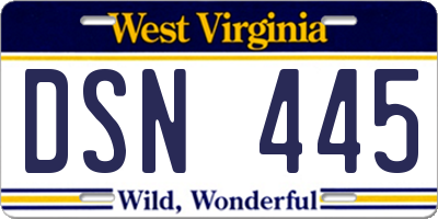 WV license plate DSN445