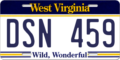 WV license plate DSN459