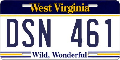 WV license plate DSN461