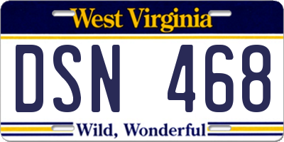 WV license plate DSN468