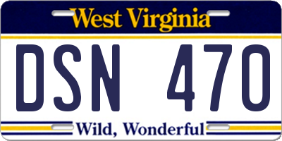 WV license plate DSN470