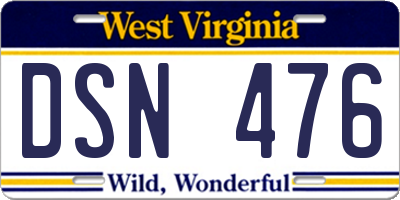 WV license plate DSN476