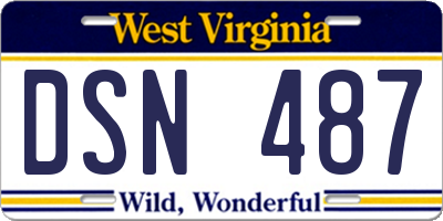 WV license plate DSN487