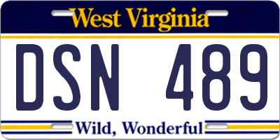 WV license plate DSN489