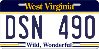 WV license plate DSN490