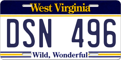 WV license plate DSN496