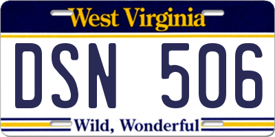WV license plate DSN506