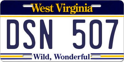 WV license plate DSN507