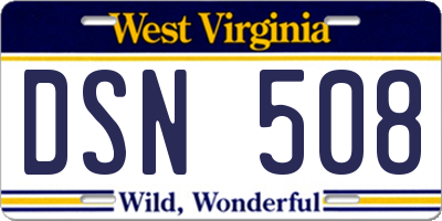 WV license plate DSN508