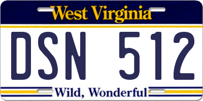 WV license plate DSN512