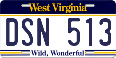 WV license plate DSN513