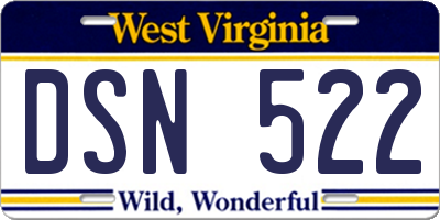 WV license plate DSN522