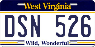 WV license plate DSN526
