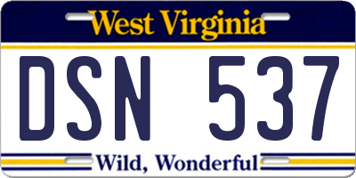 WV license plate DSN537