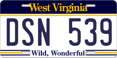 WV license plate DSN539