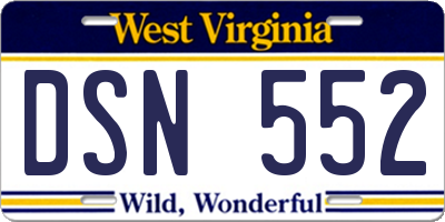 WV license plate DSN552