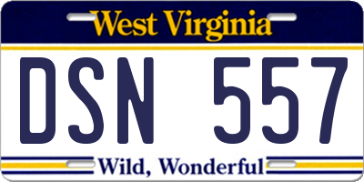 WV license plate DSN557