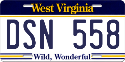 WV license plate DSN558