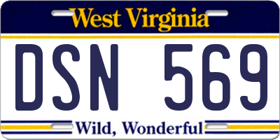 WV license plate DSN569
