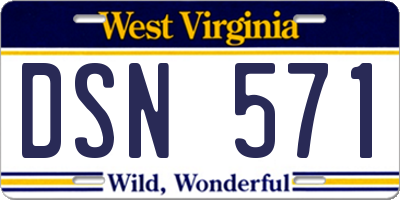 WV license plate DSN571