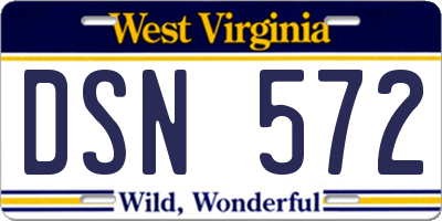 WV license plate DSN572