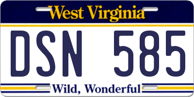 WV license plate DSN585