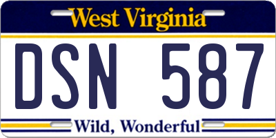 WV license plate DSN587