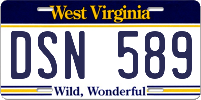 WV license plate DSN589