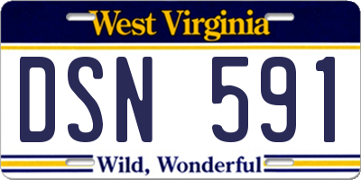 WV license plate DSN591