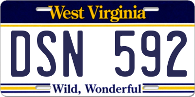 WV license plate DSN592