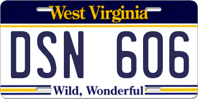 WV license plate DSN606