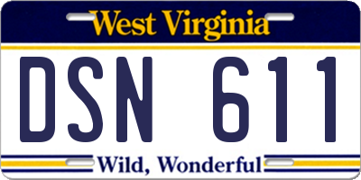 WV license plate DSN611