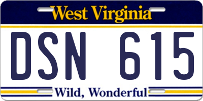 WV license plate DSN615