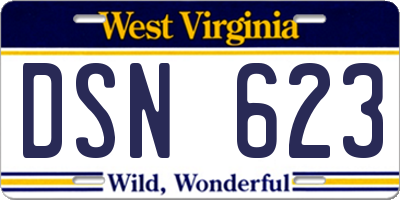 WV license plate DSN623