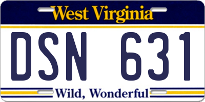 WV license plate DSN631