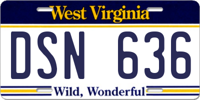WV license plate DSN636