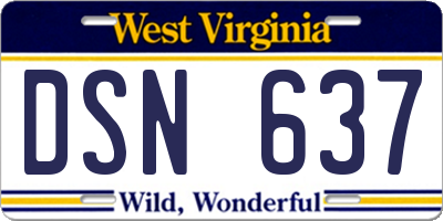 WV license plate DSN637