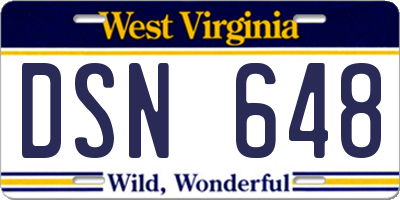 WV license plate DSN648