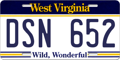 WV license plate DSN652