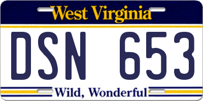 WV license plate DSN653