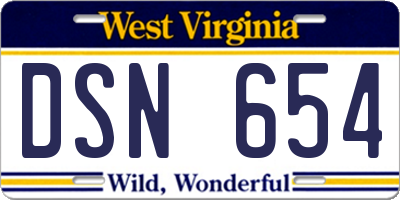 WV license plate DSN654