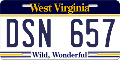 WV license plate DSN657