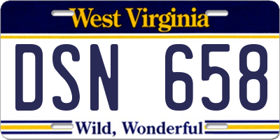 WV license plate DSN658