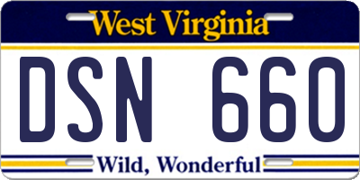 WV license plate DSN660