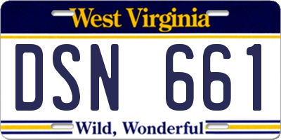 WV license plate DSN661