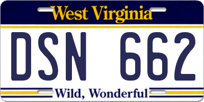 WV license plate DSN662