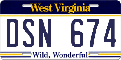WV license plate DSN674