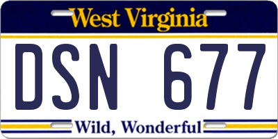 WV license plate DSN677