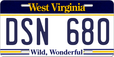 WV license plate DSN680