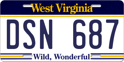 WV license plate DSN687